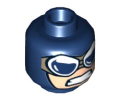 Minifigure, Head Balaclava with Light Nougat Face, Gritted Teeth, Goggles with Dark Tan Strap Front and Back Pattern - Hollow Stud