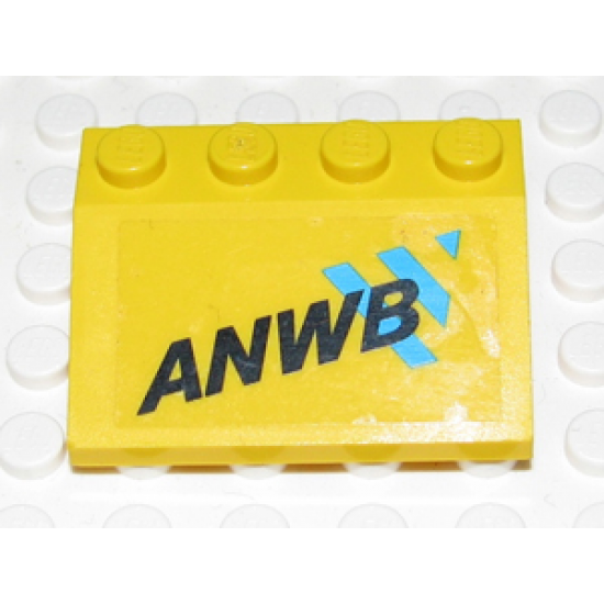 Vehicle, Mudguard 3 x 4 Slope with 'ANWB' and Blue Logo Pattern (Sticker) - Set 2140