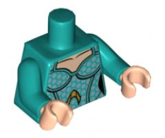 Torso Female Light Nougat Neck, Silver Hexagonal Scales, Gold Atlantis Logo Pattern / Dark Turquoise Arms / Light Nougat Hands