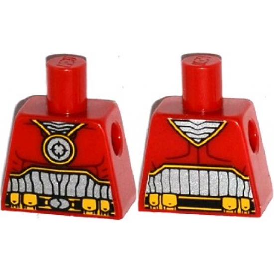 Torso Batman Muscles Outline, Medallion and Black Silver Belt with Orange Pouches Pattern