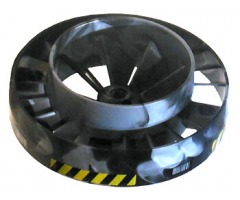 Aircraft Engine Very Large Turbine, with Pearl Light Gray Marbled Center with Yellow and Black Danger Stripes and Bar Codes Pattern (8 Stickers) - Set 7703