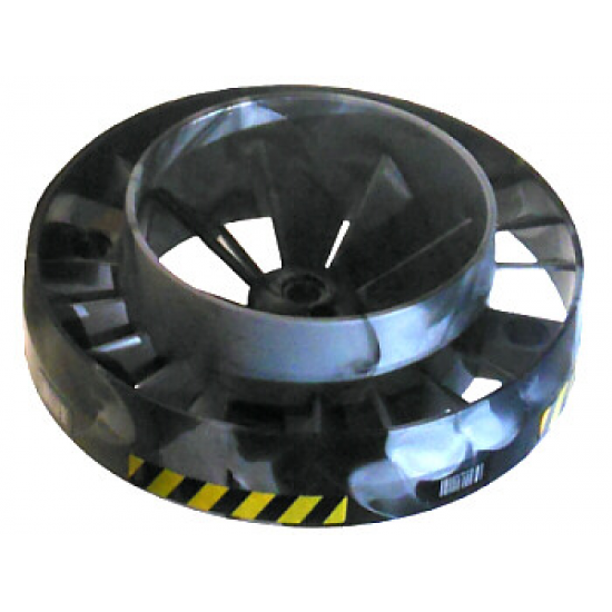 Aircraft Engine Very Large Turbine, with Pearl Light Gray Marbled Center with Yellow and Black Danger Stripes and Bar Codes Pattern (8 Stickers) - Set 7703