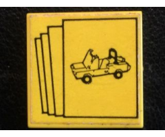 Tile 2 x 2 with Car Brochures Pattern (Sticker) - Set 10041