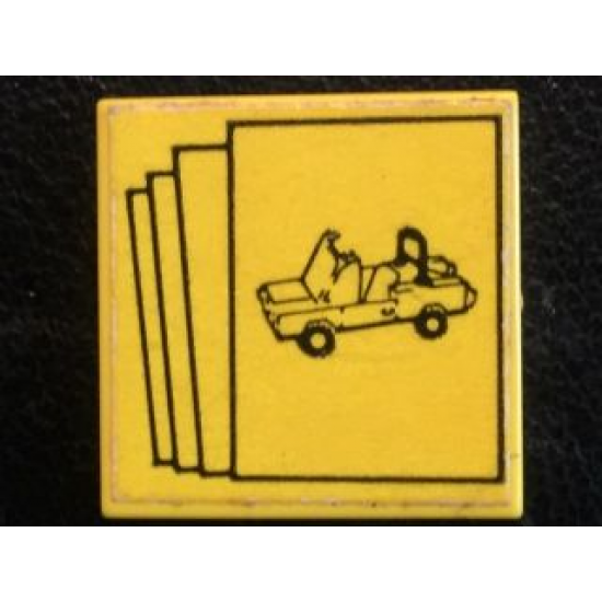 Tile 2 x 2 with Car Brochures Pattern (Sticker) - Set 10041