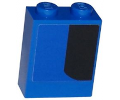 Brick 1 x 2 x 2 with Inside Stud Holder with Curved Thick Black Stripe on Blue Background Pattern Model Right Side (Sticker) - Set 75875