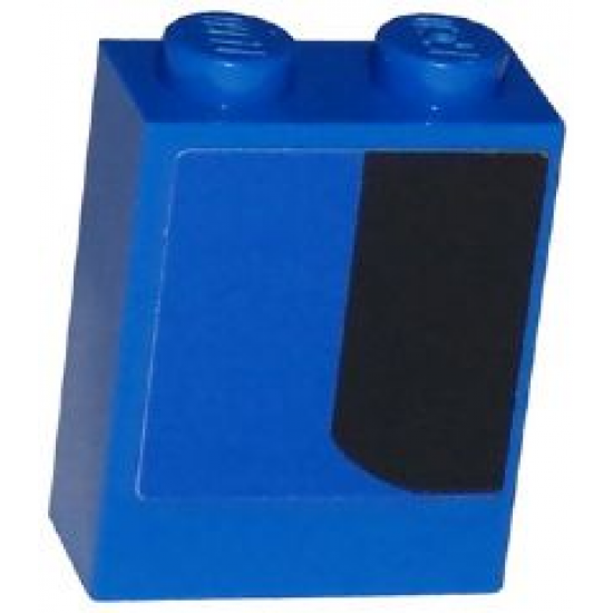 Brick 1 x 2 x 2 with Inside Stud Holder with Curved Thick Black Stripe on Blue Background Pattern Model Right Side (Sticker) - Set 75875