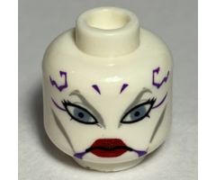 Minifigure, Head Alien with Blue Eyes and Red Lips Pattern (SW Asajj Ventress) - Hollow Stud
