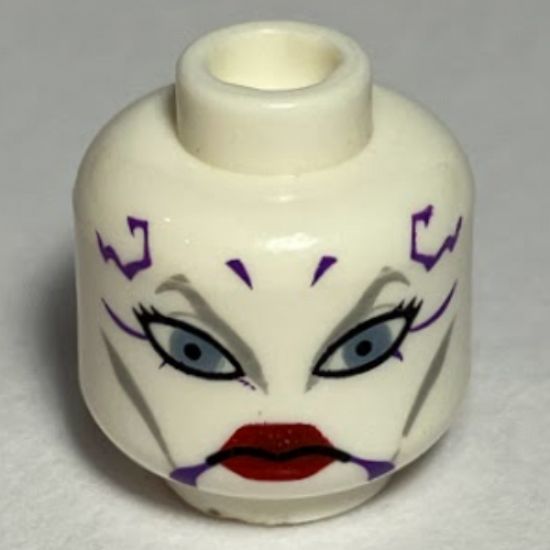 Minifigure, Head Alien with Blue Eyes and Red Lips Pattern (SW Asajj Ventress) - Hollow Stud