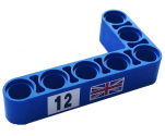 Technic, Liftarm Thick L-Shape 3 x 5 with Black Number 12 on White Background and Flag of Great Britain Pattern Model Left Side (Sticker) - Set 42123