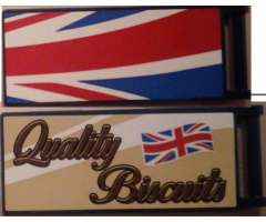 Flag 7 x 3 with Rod with 'Quality Biscuits' / Partial United Kingdom Flag (Union Jack) Pattern Model Front Right Side (Stickers) - Set 10258