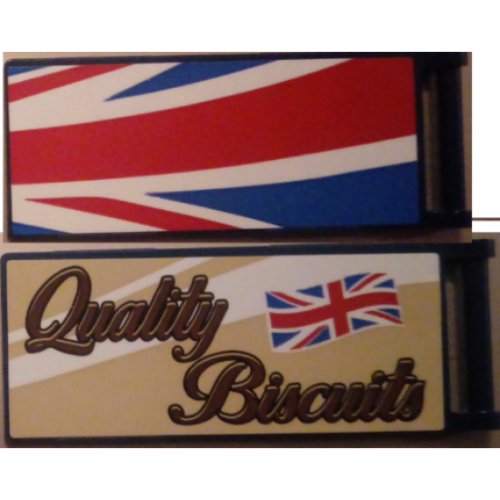 Flag 7 x 3 with Rod with 'Quality Biscuits' / Partial United Kingdom Flag (Union Jack) Pattern Model Front Right Side (Stickers) - Set 10258
