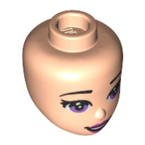 Mini Doll, Head Friends with Purple Eyes, Dark Pink Lips and Open Mouth Pattern