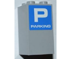 Brick 2 x 2 x 3 with White Letter P and 'PARKING' on Blue Background Pattern (Sticker) - Set 8186