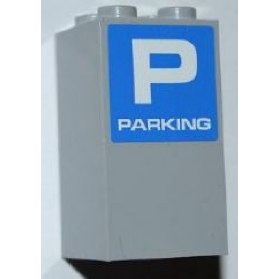 Brick 2 x 2 x 3 with White Letter P and 'PARKING' on Blue Background Pattern (Sticker) - Set 8186
