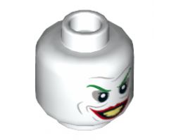 Minifigure, Head Male Green Eyebrows, Red Lips, Wide Smile, Light Bluish Gray Contour Lines Pattern (The Joker) - Hollow Stud