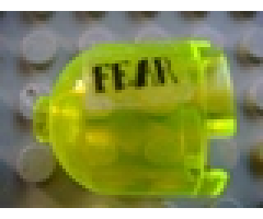 Brick, Round 2 x 2 x 1 2/3 Dome Top with Black 'FEAR' Pattern Model Right Side (Sticker) - Set 7786