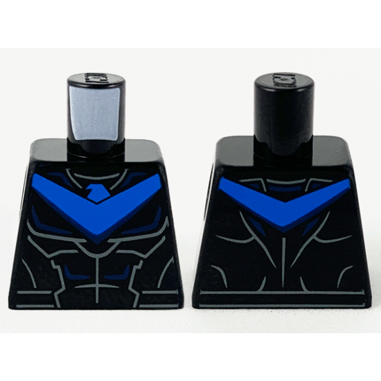Torso Armor, Blue Chevron with Bird Head, Dark Blue and Light Bluish Gray Muscle Contours Pattern