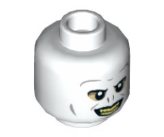 Minifigure, Head Alien with HP Voldemort, Tan Eyes, Yellow Teeth and Nostrils Pattern - Hollow Stud