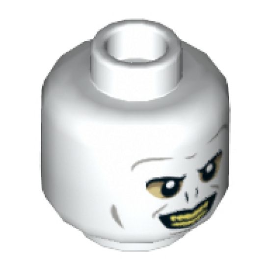 Minifigure, Head Alien with HP Voldemort, Tan Eyes, Yellow Teeth and Nostrils Pattern - Hollow Stud
