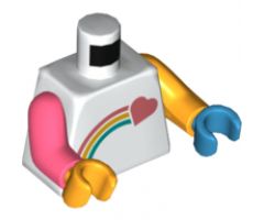 Torso Coral Shooting Heart and Rainbow Pattern / Bright Light Orange Arm Left / Coral Arm Right / Dark Azure Hand Left / Bright Light Orange Hand Right