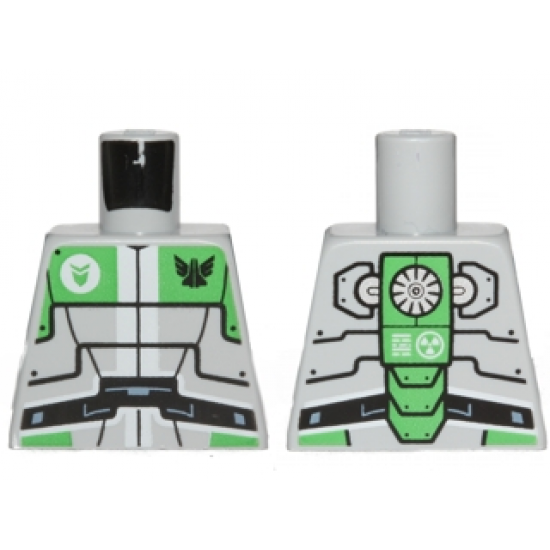 Torso Galaxy Squad Robot with Wide Black Belt and Bright Green Plates Pattern