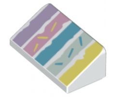 Slope 30 1 x 2 x 2/3 with Medium Lavender, Dark Pink, Medium Azure, Light Aqua and Bright Light Yellow Vertical Lines Pattern