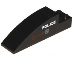 Slope, Curved 8 x 2 x 2 with 'POLICE' and Danger Triangle Pattern on Left Side (Sticker) - Set 5974