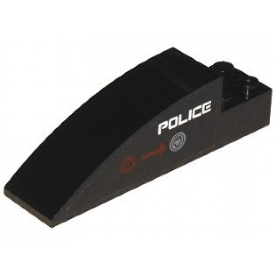 Slope, Curved 8 x 2 x 2 with 'POLICE' and Danger Triangle Pattern on Left Side (Sticker) - Set 5974