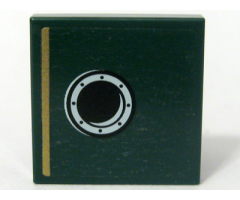 Tile 2 x 2 with Gold Stripe and Porthole Pattern Model Left Side, Left Panel (Sticker) - Set 10194