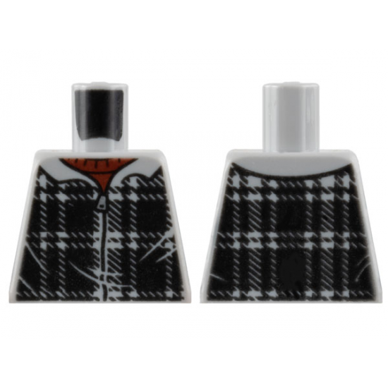 Torso Hoodie Plaid over Dark Red Shirt Pattern