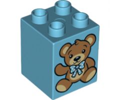 Duplo, Brick 2 x 2 x 2 with Teddy Bear and Teddy Bear with Bandages on Reverse Pattern
