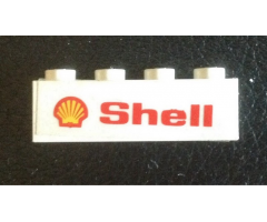 Brick 1 x 4 with 'Shell' Text and Logo Pattern Model Right Side (Sticker) - Set 7735