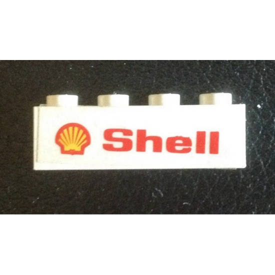Brick 1 x 4 with 'Shell' Text and Logo Pattern Model Right Side (Sticker) - Set 7735