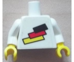 Torso Soccer German National Player, German Flag Sticker Front, Black Number Sticker Back (specify number in listing) / White Arms / Yellow Hands