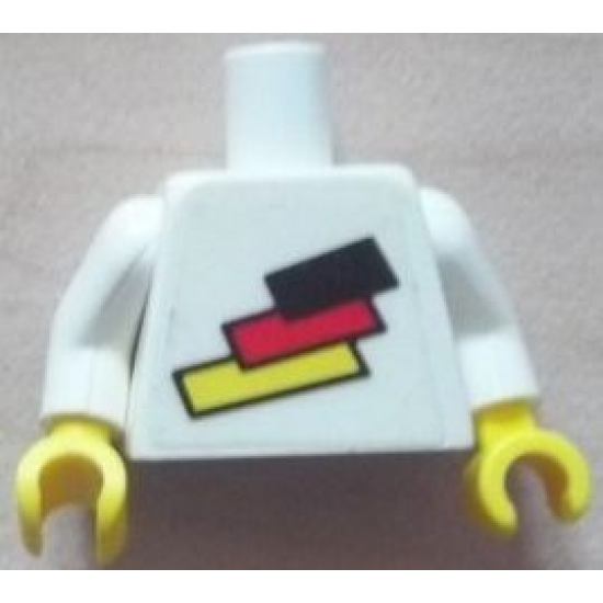 Torso Soccer German National Player, German Flag Sticker Front, Black Number Sticker Back (specify number in listing) / White Arms / Yellow Hands