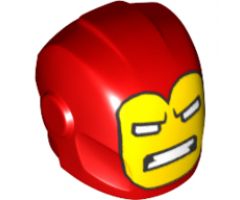 Minifigure, Headgear Helmet Armor Plates and Ear Protectors with Yellow Iron Man Mask with White Eyes and Teeth Pattern