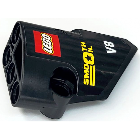 Technic, Panel Fairing # 2 Small Smooth Short, Side B with LEGO Logo, 'SMOOTH OIL' and 'V8' Pattern (Sticker) - Sets 8041 / 42041
