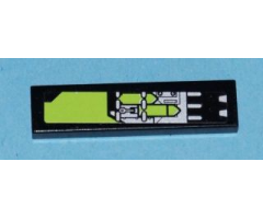 Tile 1 x 4 with Lime and Silver Circuitry Pattern (Sticker) - Set 8104