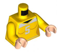 Torso Female Shirt with Number 5 Pattern / Yellow Arms / Light Nougat Hands