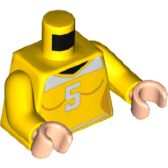 Torso Female Shirt with Number 5 Pattern / Yellow Arms / Light Nougat Hands