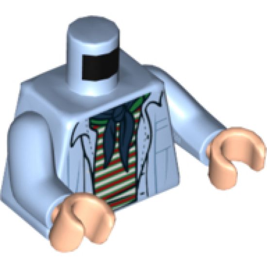 Torso Open Shirt with Striped Undershirt and Dark Blue Bandana Pattern / Bright Light Blue Arms / Light Nougat Hands