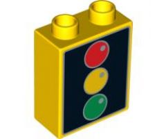 Duplo, Brick 1 x 2 x 2 with Traffic Light Pattern
