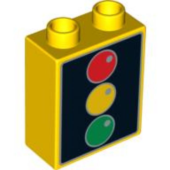 Duplo, Brick 1 x 2 x 2 with Traffic Light Pattern