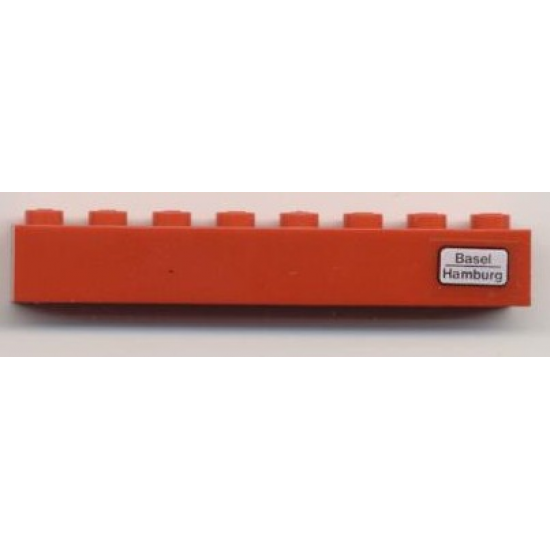 Brick 1 x 8 with 'Basel - Hamburg' Pattern on Right Side (Sticker) - Set 7745