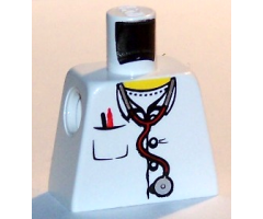 Torso Lab Coat, Open Collar, Stethoscope, Pocket Pen and Thermometer Pattern