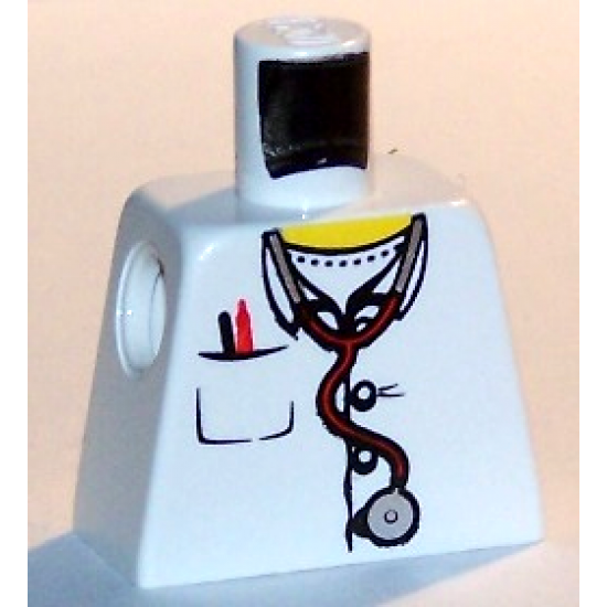 Torso Lab Coat, Open Collar, Stethoscope, Pocket Pen and Thermometer Pattern