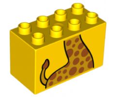 Duplo, Brick 2 x 4 x 2 with Giraffe Body and Tail Pattern