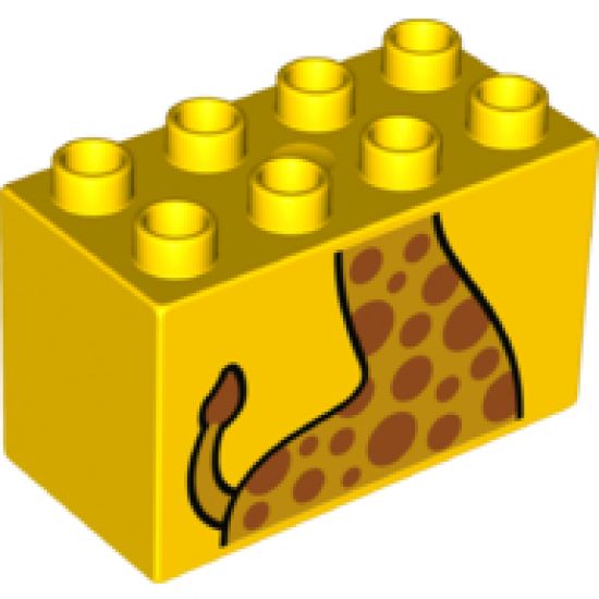 Duplo, Brick 2 x 4 x 2 with Giraffe Body and Tail Pattern