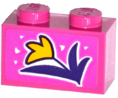 Brick 1 x 2 with Yellow Flower with Dark Purple Leaves Pattern (Sticker) - Set 41065