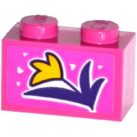 Brick 1 x 2 with Yellow Flower with Dark Purple Leaves Pattern (Sticker) - Set 41065